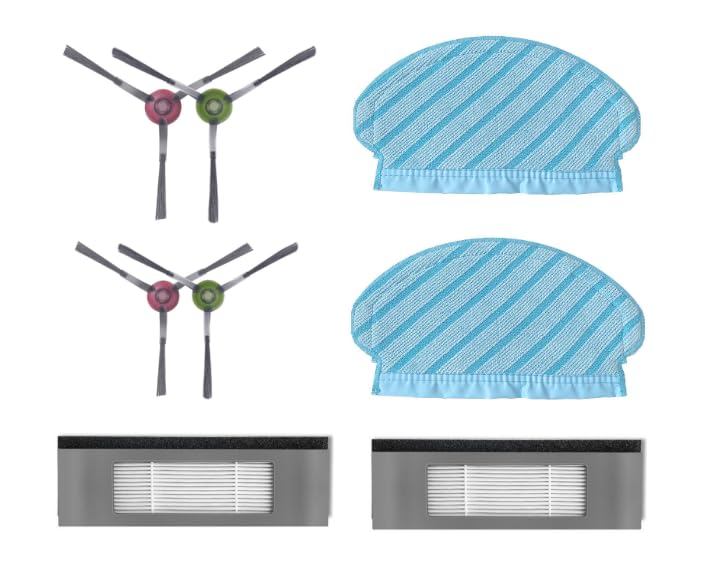 HASTHIP 8 PCS Replacement Accessories Kit for Ecovacs Deebot X1 Omni Robot Vacuum Cleaner Parts, 4 Side Brush, 2 Hepa Filter, 2 Mop Cloth. HASTHIP 8 PCS Replacement Accessories Kit for Ecovacs Deebot X1 Omni Robot Vacuum Cleaner Parts, 4 Side Brush, 2 Hepa Filter, 2 Mop Cloth.